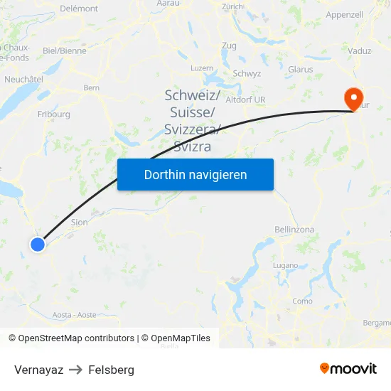 Vernayaz to Felsberg map