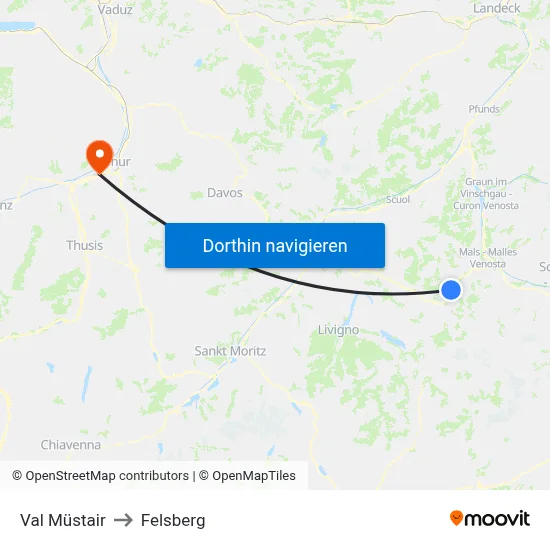Val Müstair to Felsberg map