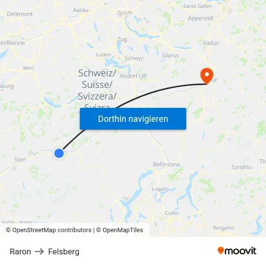 Raron to Felsberg map