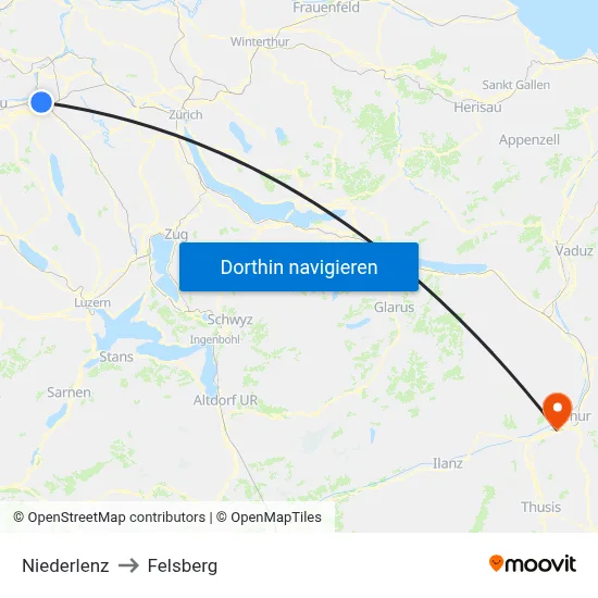 Niederlenz to Felsberg map