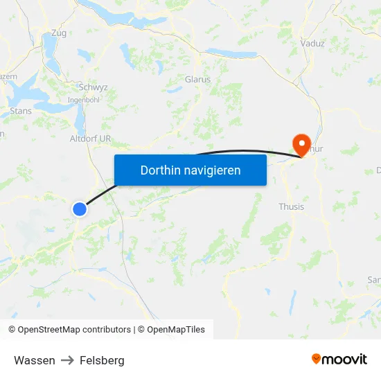 Wassen to Felsberg map