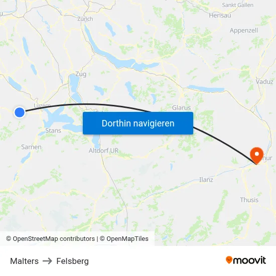 Malters to Felsberg map