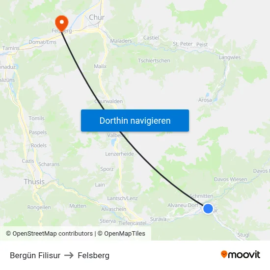 Bergün Filisur to Felsberg map