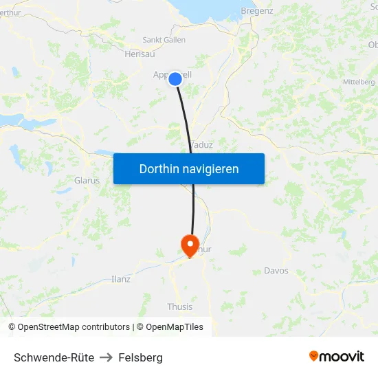 Schwende-Rüte to Felsberg map