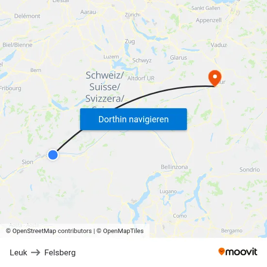 Leuk to Felsberg map