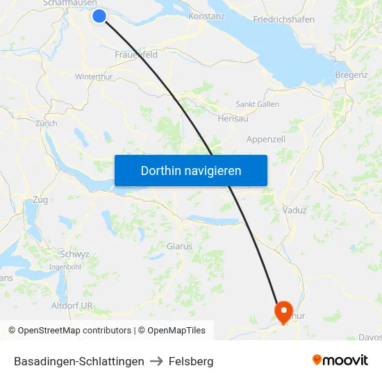 Basadingen-Schlattingen to Felsberg map