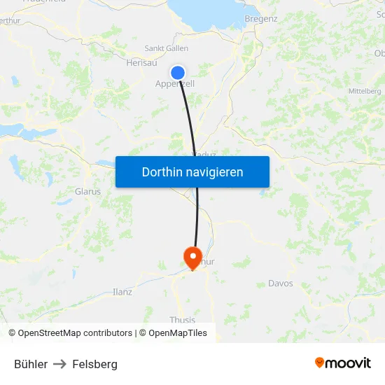 Bühler to Felsberg map