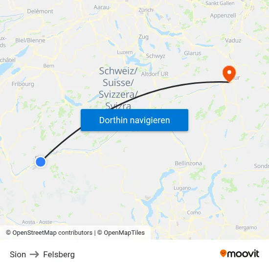 Sion to Felsberg map
