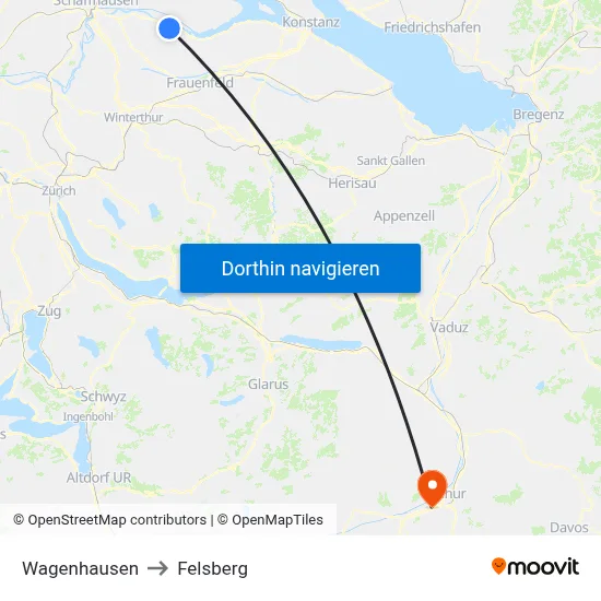 Wagenhausen to Felsberg map