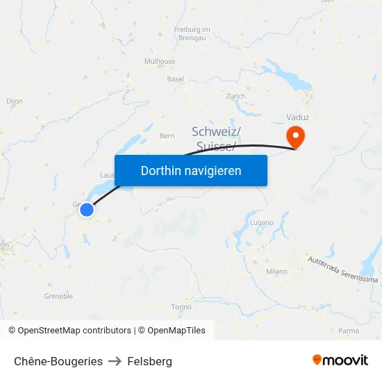 Chêne-Bougeries to Felsberg map