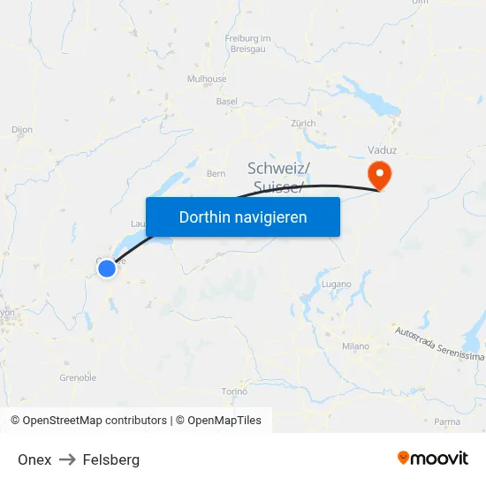 Onex to Felsberg map