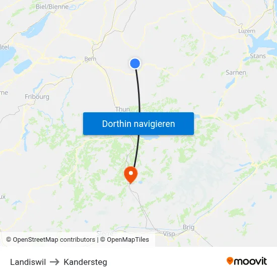Landiswil to Kandersteg map
