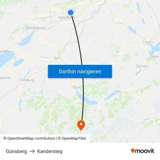 Günsberg to Kandersteg map