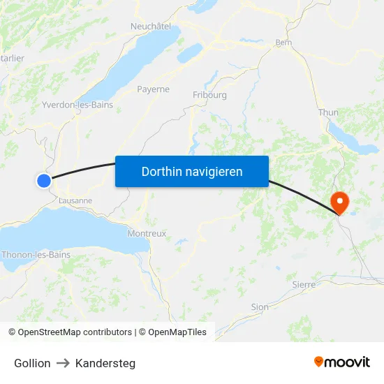 Gollion to Kandersteg map