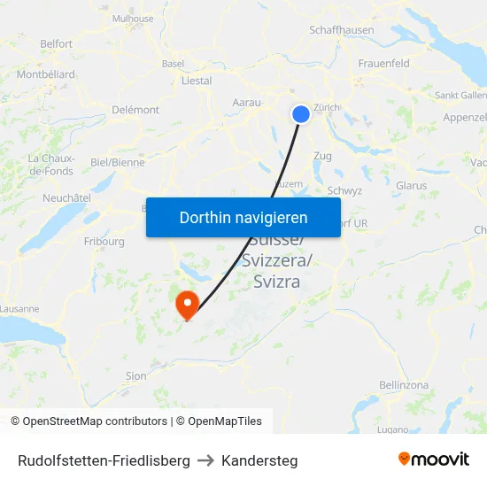 Rudolfstetten-Friedlisberg to Kandersteg map