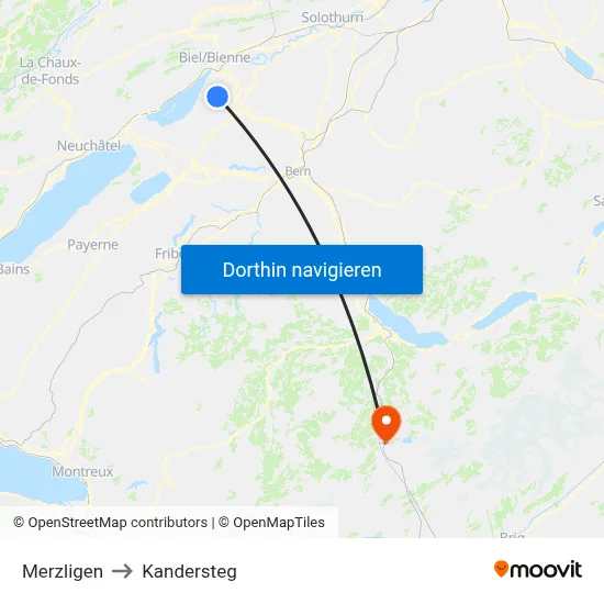 Merzligen to Kandersteg map
