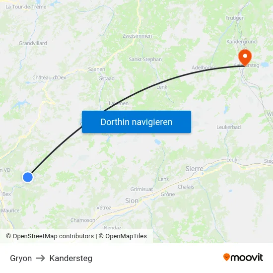 Gryon to Kandersteg map
