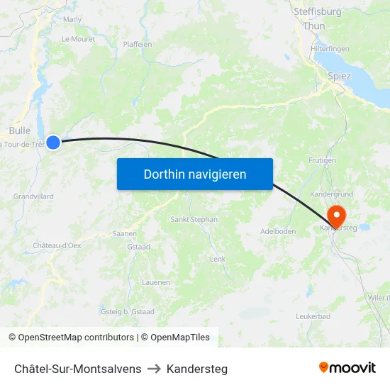 Châtel-Sur-Montsalvens to Kandersteg map