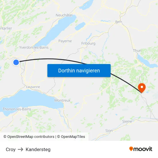 Croy to Kandersteg map