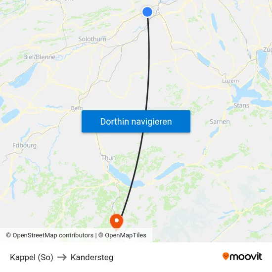 Kappel (So) to Kandersteg map
