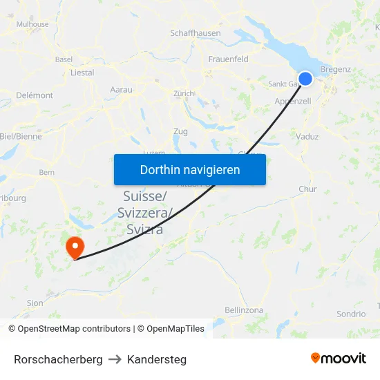 Rorschacherberg to Kandersteg map