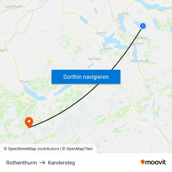 Rothenthurm to Kandersteg map