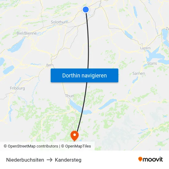 Niederbuchsiten to Kandersteg map