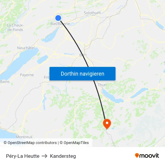 Péry-La Heutte to Kandersteg map