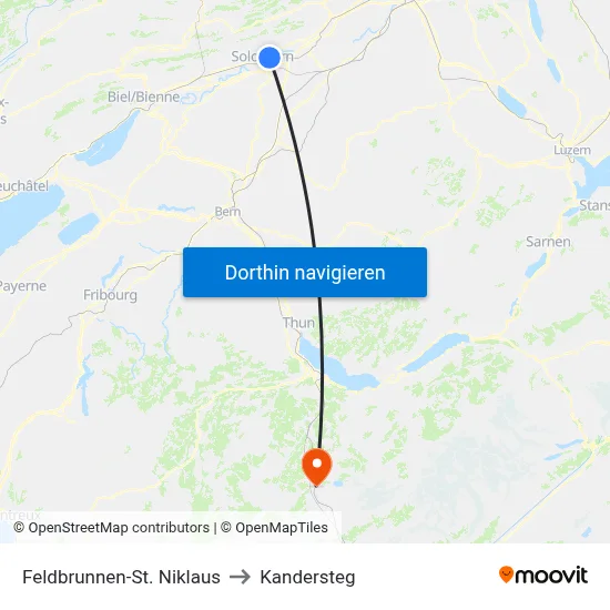 Feldbrunnen-St. Niklaus to Kandersteg map