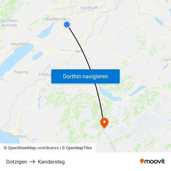 Dotzigen to Kandersteg map