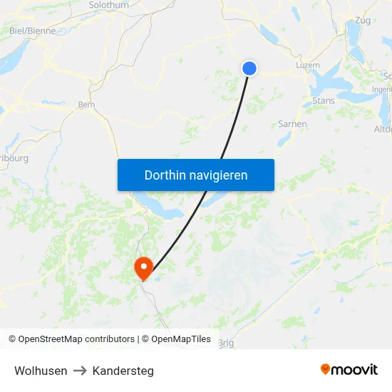 Wolhusen to Kandersteg map