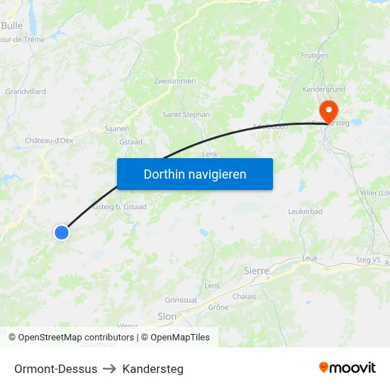Ormont-Dessus to Kandersteg map