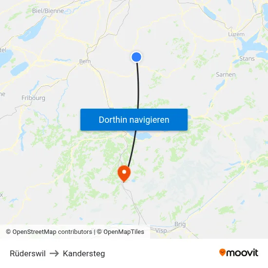 Rüderswil to Kandersteg map