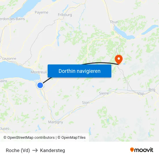 Roche (Vd) to Kandersteg map