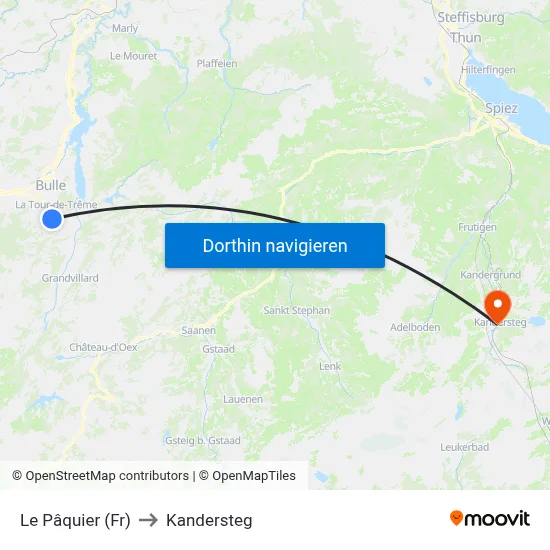 Le Pâquier (Fr) to Kandersteg map