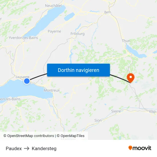 Paudex to Kandersteg map