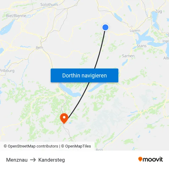 Menznau to Kandersteg map