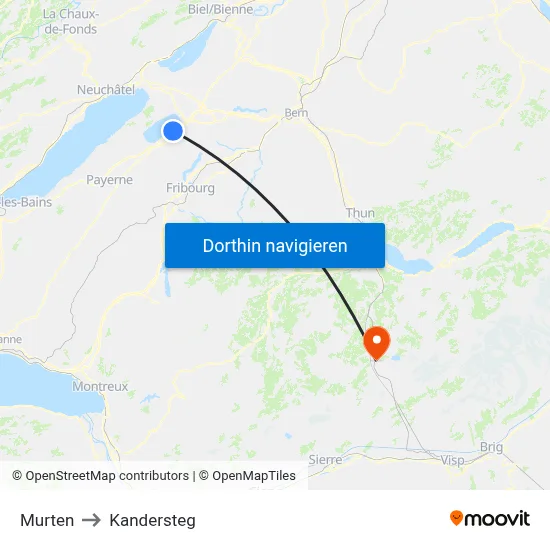 Murten to Kandersteg map