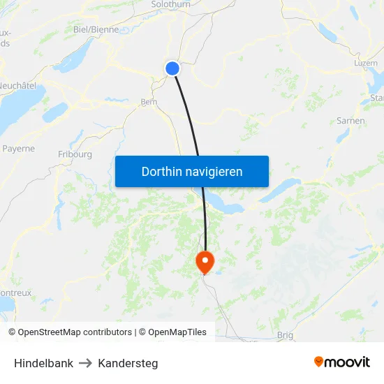 Hindelbank to Kandersteg map
