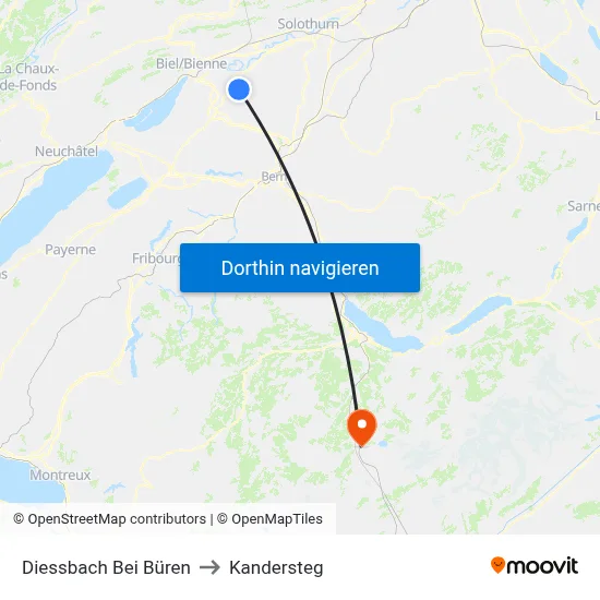 Diessbach Bei Büren to Kandersteg map