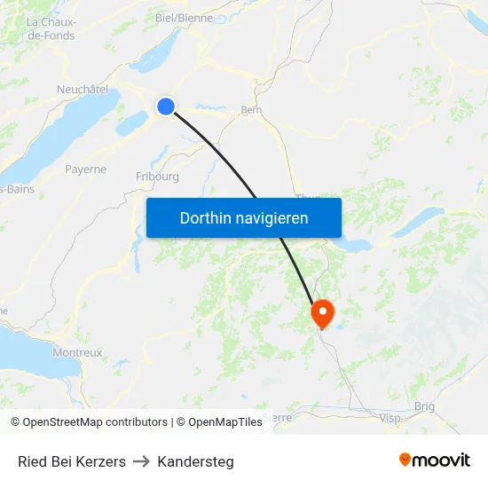 Ried Bei Kerzers to Kandersteg map