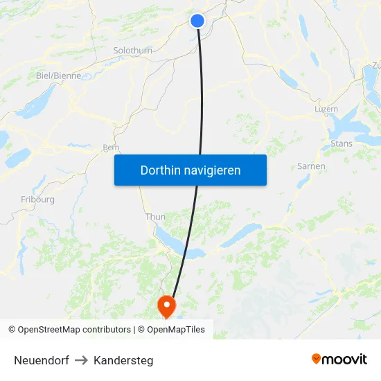 Neuendorf to Kandersteg map