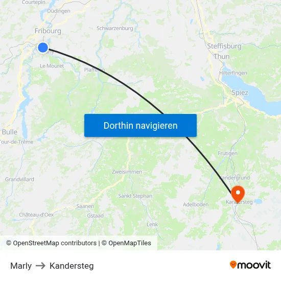 Marly to Kandersteg map