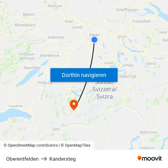 Oberentfelden to Kandersteg map