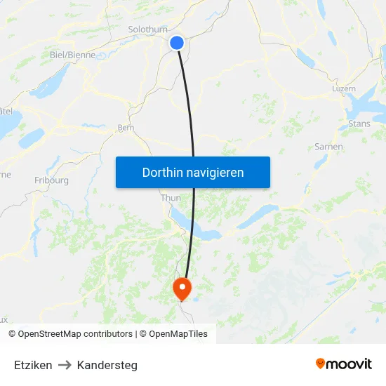 Etziken to Kandersteg map