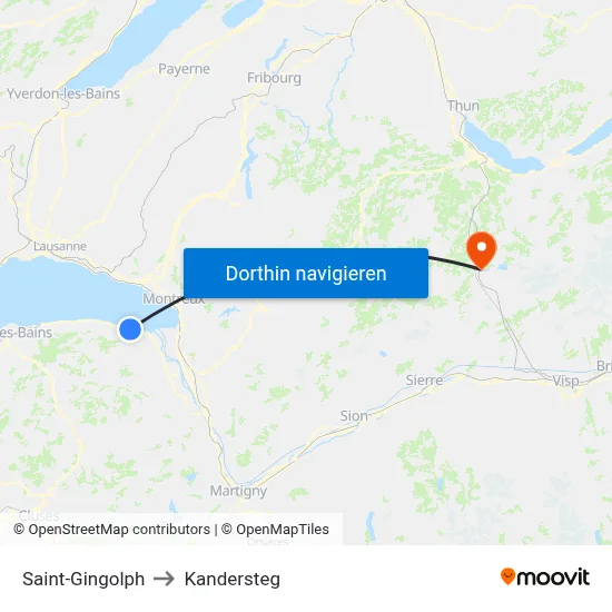Saint-Gingolph to Kandersteg map