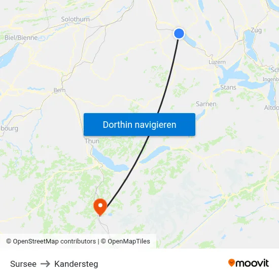 Sursee to Kandersteg map