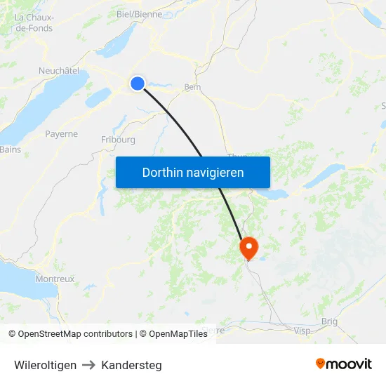 Wileroltigen to Kandersteg map