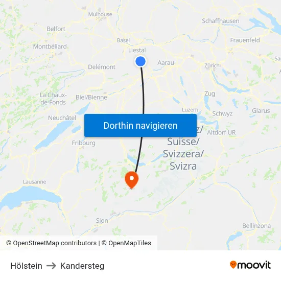 Hölstein to Kandersteg map