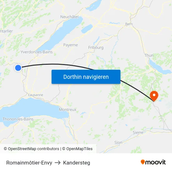 Romainmôtier-Envy to Kandersteg map